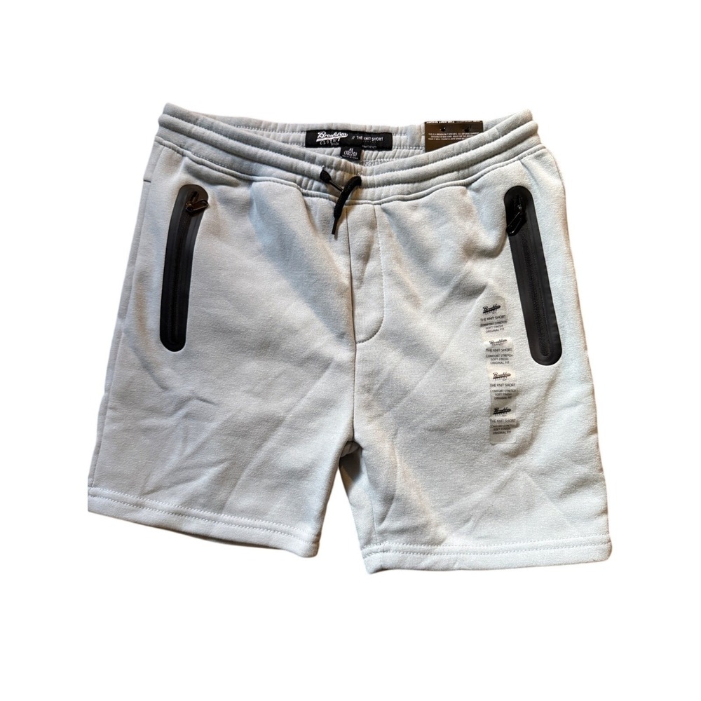 Brooklyn Cloth Kids Knit Shorts Light Gray XL (18/20) Zip Pockets Drawstring NWT